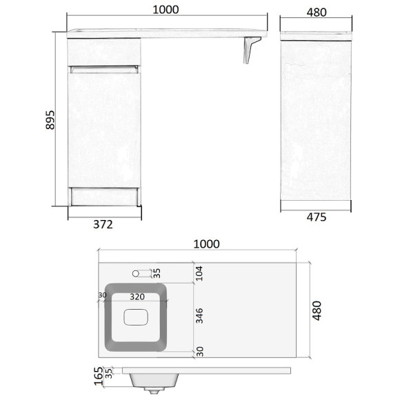 Тумба с раковиной Orange Sistema 100 L STK-40TUW+RAL с бельевой корзиной Белая Тумба с раковиной Orange Sistema 100 L STK-40TUW+RAL с бельевой корзиной Белая