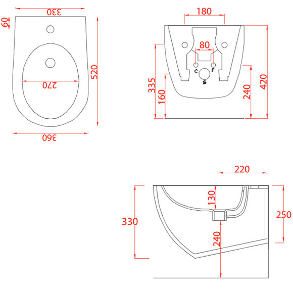 Биде Artceram File 2.0 FLB001 01 30 подвесное Белое