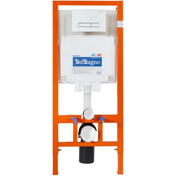 Комплект унитаза с инсталляцией BelBagno Due BB3103CHR/SC/BB002-80/BB018-GV-BIANCO с сиденьем Микролифт и Белой клавишей смыва Комплект унитаза с инсталляцией BelBagno Due BB3103CHR/SC/BB002-80/BB018-GV-BIANCO с сиденьем Микролифт и Белой клавишей смыва