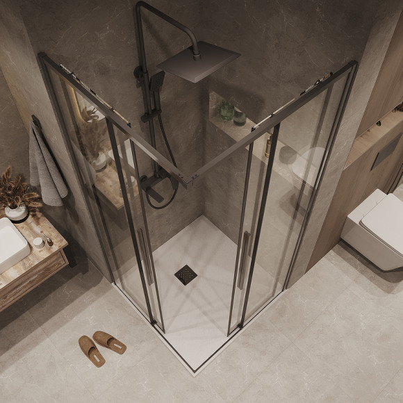 Душевой уголок Grossman Galaxy 100х100 300.K33.01.1010.42.00 профиль Графит сатин стекло прозрачное