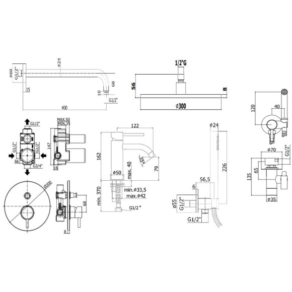 Комплект смесителей Paffoni Light KITZLIG015HG071KING Золото медовое
