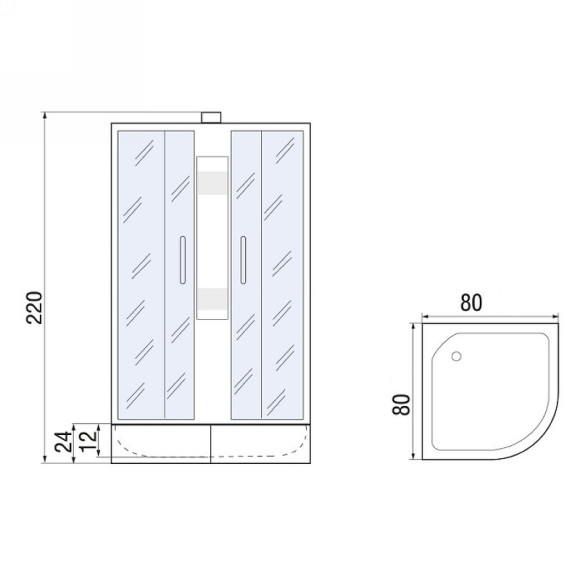 Душевая кабина River Nara Light XL 80x80 МТ Б/К 10000006218 с поддоном Душевая кабина River Nara Light XL 80x80 МТ Б/К 10000006218 с поддоном