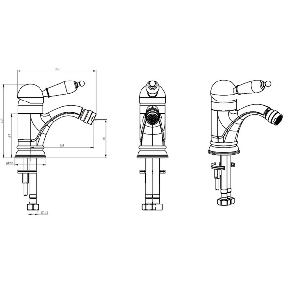 Смеситель для биде Boheme Tradizionale Oro 286-MR-B Золото