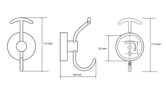 Двойной крючок Bemeta Omega 104105252 Хром Двойной крючок Bemeta Omega 104105252 Хром