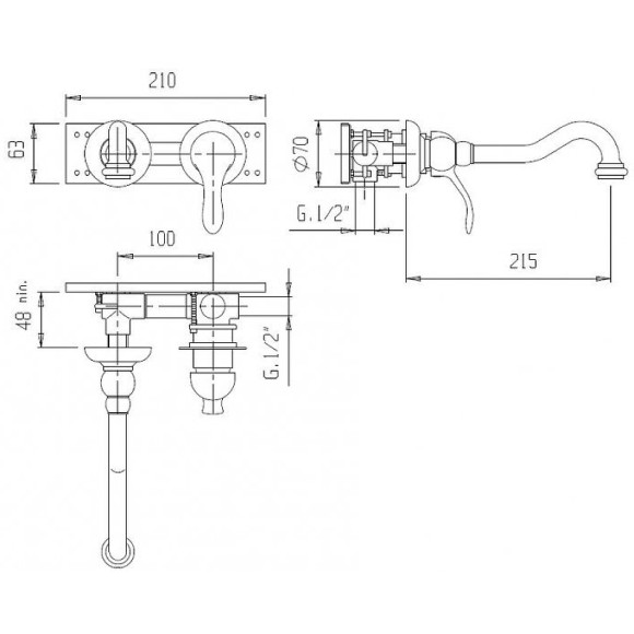 Смеситель для раковины Cezares Elite ELITE-BLS1-03/24-Nc Золото 24 карат