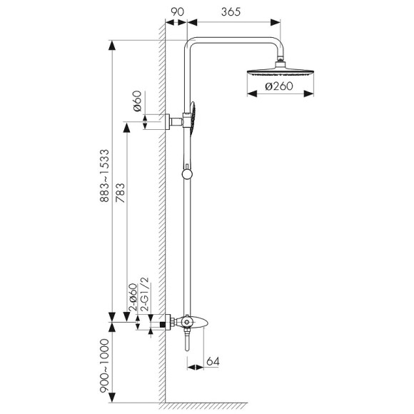 Душевая система Kaiser Plane 07182 с термостатом Хром Душевая система Kaiser Plane 07182 с термостатом Хром