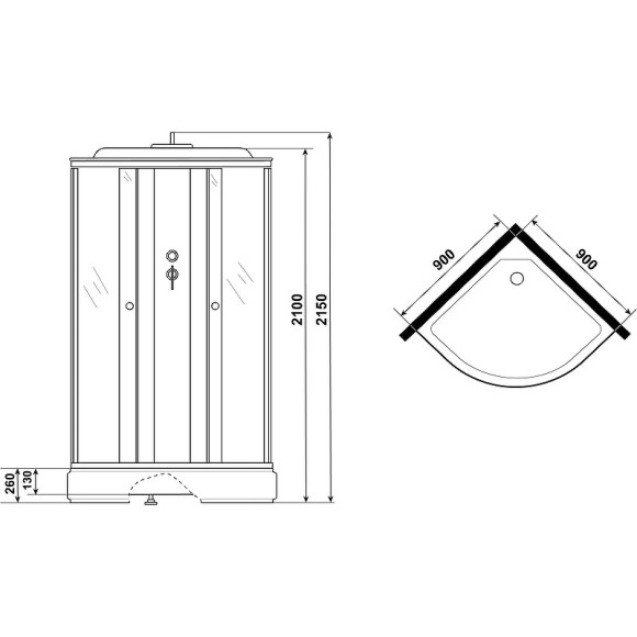 Душевая кабина Niagara Eco 90x90 E90/26/TN без гидромассажа Душевая кабина Niagara Eco 90x90 E90/26/TN без гидромассажа