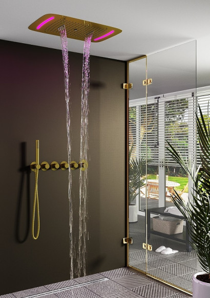 Душевая система Timo Saona SX-2319/17SM с термостатом Золото матовое