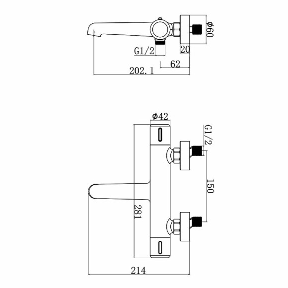 Смеситель для ванны Agger Thermo A2460000 Хром глянцевый
