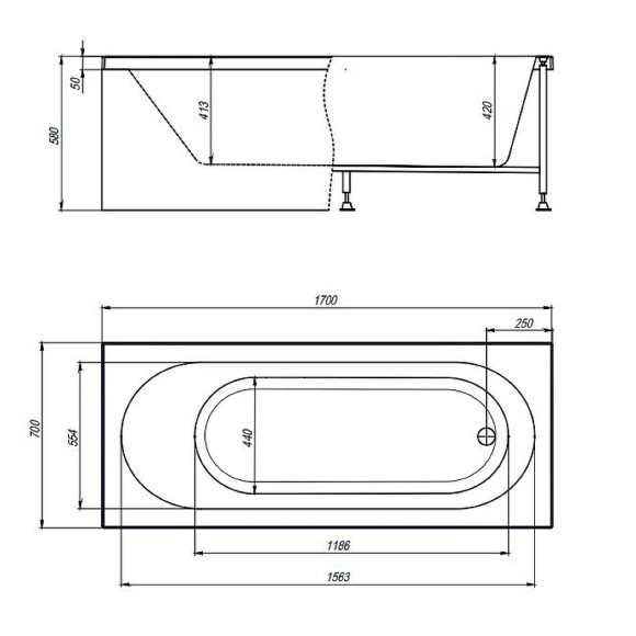 Акриловая ванна Timo Roha 170x70 ROHA1770 без гидромассажа Акриловая ванна Timo Roha 170x70 ROHA1770 без гидромассажа