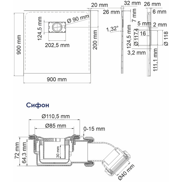 Душевой поддон из стеклопластика WasserKRAFT Main 90x90 41T03 Белый матовый Душевой поддон из стеклопластика WasserKRAFT Main 90x90 41T03 Белый матовый