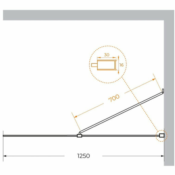 Душевая перегородка Cezares Liberta 125 LIBERTA-L-1-TB-125-C-Cr профиль Хром стекло прозрачное