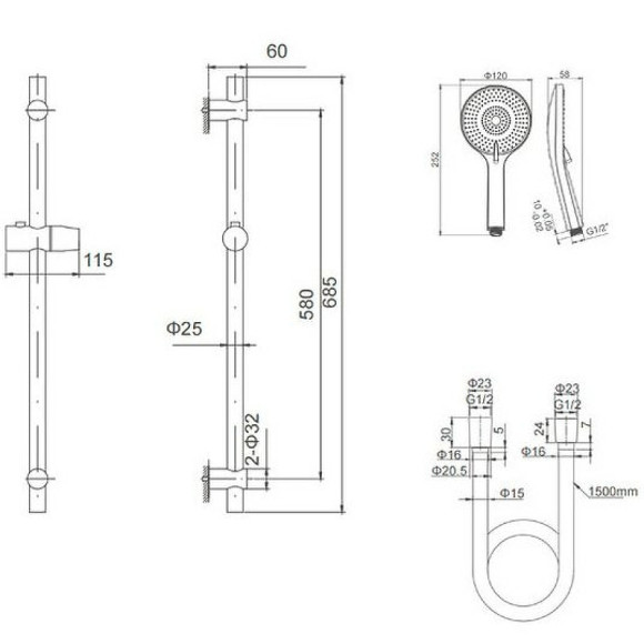 Душевой гарнитур Caprigo Don 98-570-NER Черный матовый Душевой гарнитур Caprigo Don 98-570-NER Черный матовый