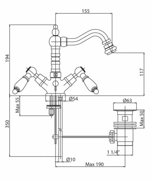 Смеситель для биде Cezares First FIRST-BS2-03-M Золото