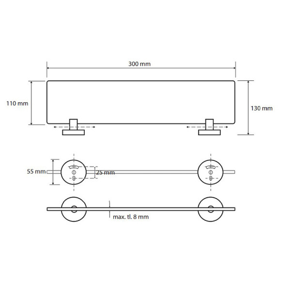 Стеклянная полка Bemeta Omega 104122042 Хром Стеклянная полка Bemeta Omega 104122042 Хром