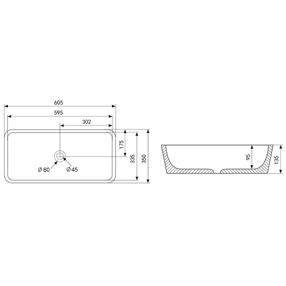 Раковина-чаша Abber Rechteck 61 AC2204MW Белая матовая Раковина-чаша Abber Rechteck 61 AC2204MW Белая матовая