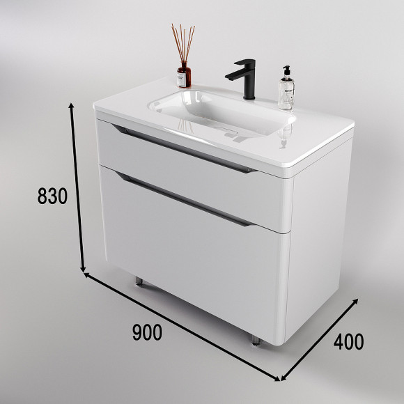 Тумба под раковину Style Line Марелла 90 Люкс Plus СС-00002416 Белый матовый антискрейтч Тумба под раковину Style Line Марелла 90 Люкс Plus СС-00002416 Белый матовый антискрейтч