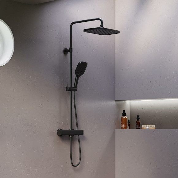 Душевая система Damixa Gala 953800300 с термостатом Черная матовая Душевая система Damixa Gala 953800300 с термостатом Черная матовая