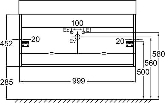 Тумба под раковину Jacob Delafon Vivienne 100 EB1585-E70-E70 подвесная Арлингтонский дуб