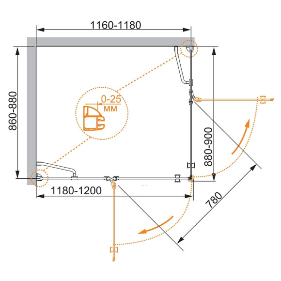 Душевой уголок Cezares Verona 120x90 VERONA-W-AH-2-120/90-C-Cr профиль Хром стекло прозрачное