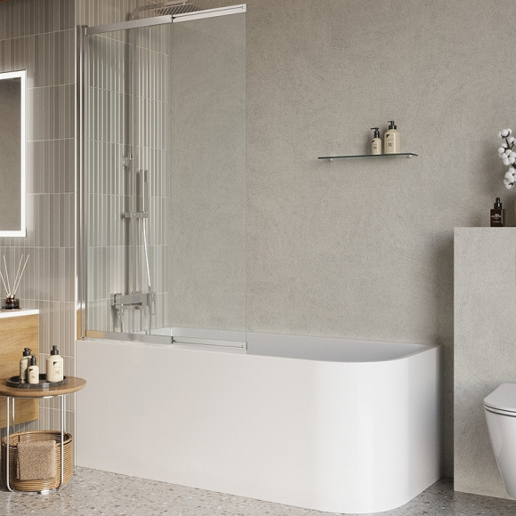 Шторка на ванну BelBagno Luce 80 LUCE-VF-11-80/145-C-Cr профиль Хром стекло прозрачное