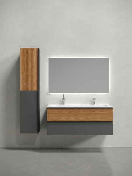 Тумба под раковину Sancos Delta 120 DL120GR подвесная Дуб красный Графит