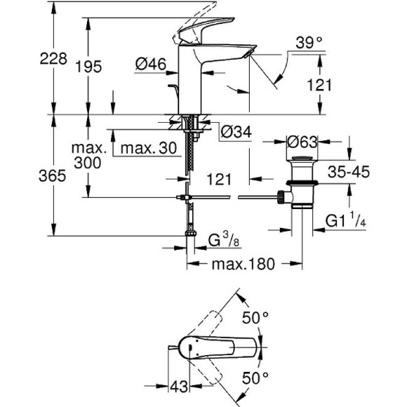 Смеситель для раковины Grohe Eurosmart 23322003 Хром Смеситель для раковины Grohe Eurosmart 23322003 Хром