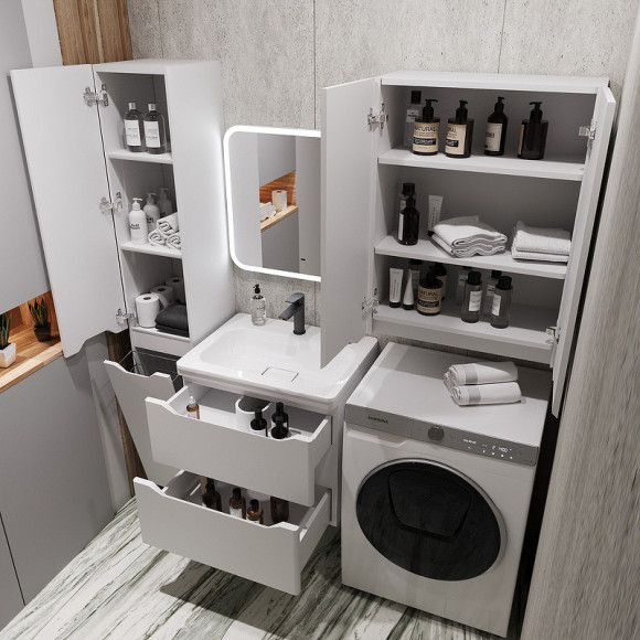 Тумба под раковину Style Line Марелла 60 Люкс Plus СС-00002404 подвесная Белый матовый антискрейтч Тумба под раковину Style Line Марелла 60 Люкс Plus СС-00002404 подвесная Белый матовый антискрейтч