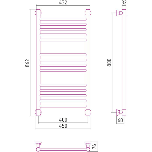 Водяной полотенцесушитель Сунержа Богема+ прямая 800x400 12-0220-8040 Белый