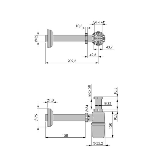 Сифон для раковины Giulini Futuro F5011 Хром Сифон для раковины Giulini Futuro F5011 Хром