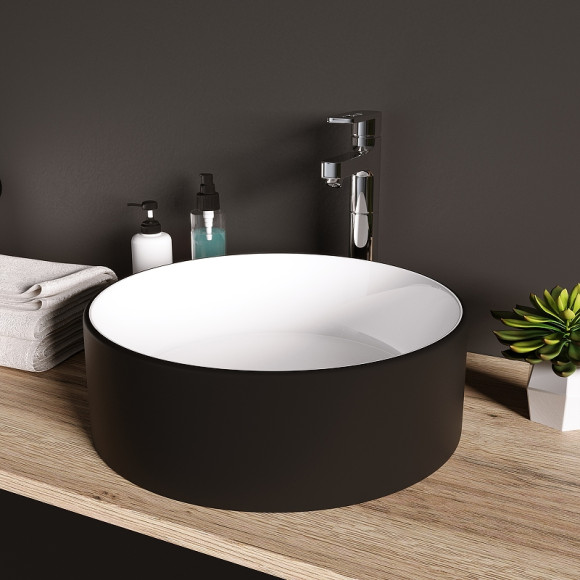 Раковина-чаша Grossman 36 GR-4040BW Белая Черная Раковина-чаша Grossman 36 GR-4040BW Белая Черная