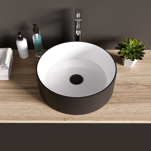 Раковина-чаша Grossman 36 GR-4040BW Белая Черная Раковина-чаша Grossman 36 GR-4040BW Белая Черная