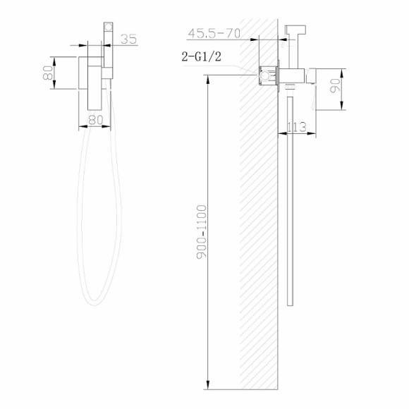 Гигиенический душ со смесителем Abber Wasserfall AF8625NG Никель Гигиенический душ со смесителем Abber Wasserfall AF8625NG Никель
