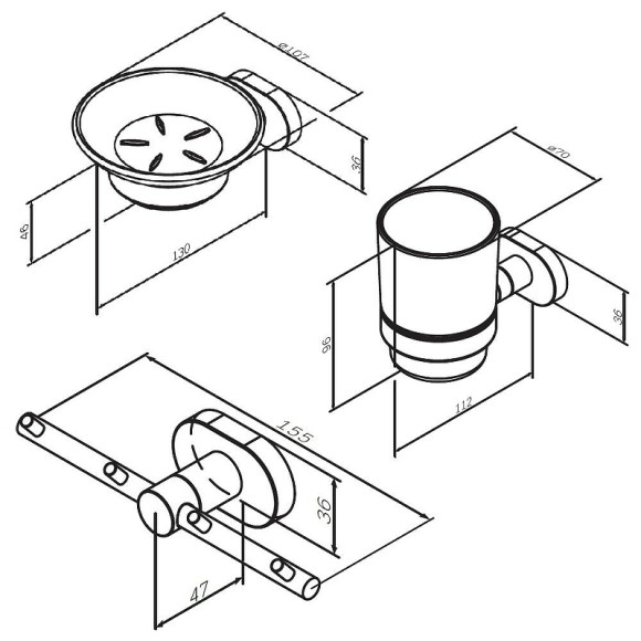 Набор аксессуаров для ванной AM.PM Sense L AK74B0403W Хром Набор аксессуаров для ванной AM.PM Sense L AK74B0403W Хром