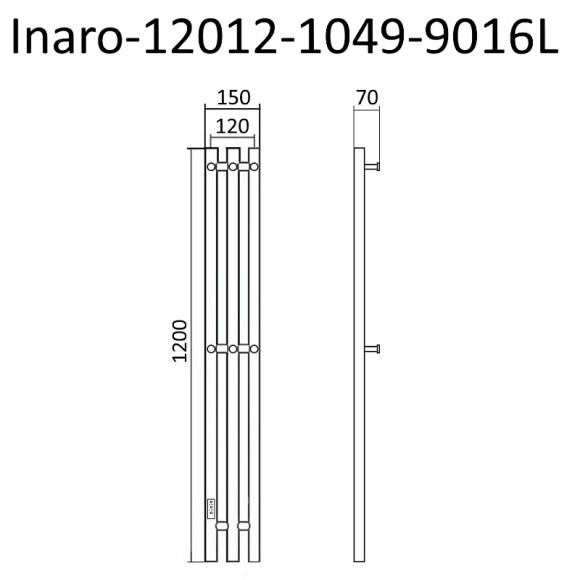 Электрический полотенцесушитель Маргроид Inaro 1200x120 Inaro-12012-1049-9016L левый Белый матовый
