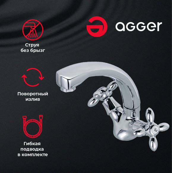 Смеситель для раковины Agger Retro A1901100 Хром Смеситель для раковины Agger Retro A1901100 Хром