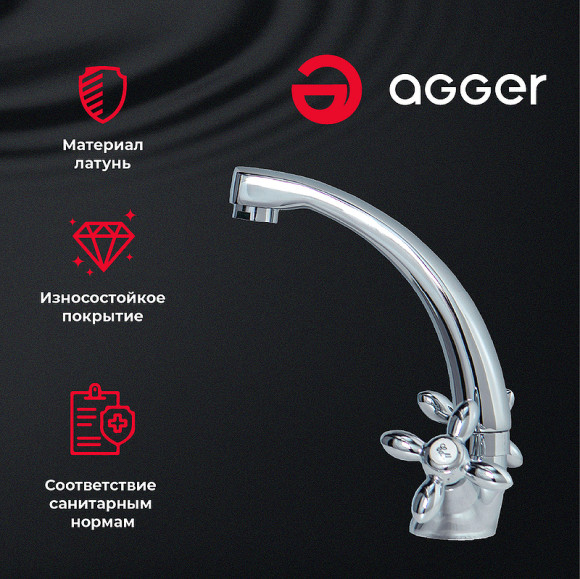 Смеситель для раковины Agger Retro A1901100 Хром Смеситель для раковины Agger Retro A1901100 Хром