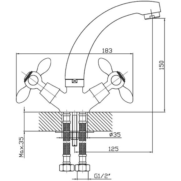 Смеситель для раковины Agger Retro A1901100 Хром Смеситель для раковины Agger Retro A1901100 Хром