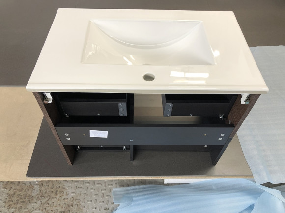 Тумба с раковиной Comforty Франкфурт 75 00004150531 подвесная Дуб шоколадно-коричневый