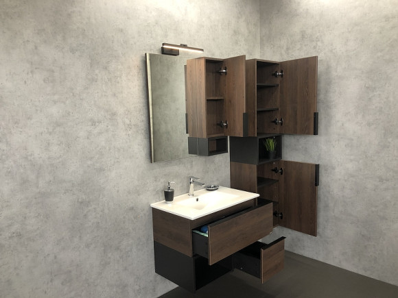 Тумба с раковиной Comforty Франкфурт 75 00004150531 подвесная Дуб шоколадно-коричневый