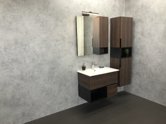 Тумба с раковиной Comforty Франкфурт 75 00004150531 подвесная Дуб шоколадно-коричневый