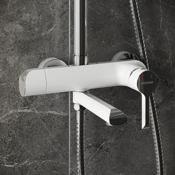 Душевая система Grossman Alba 500.K35.06.100/000 Хром Белая Душевая система Grossman Alba 500.K35.06.100/000 Хром Белая