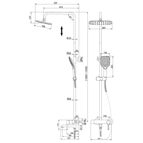 Душевая система Grossman Alba 500.K35.06.100/000 Хром Белая Душевая система Grossman Alba 500.K35.06.100/000 Хром Белая