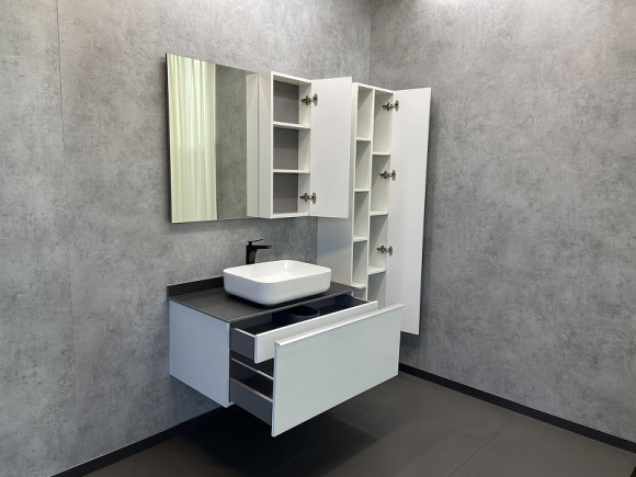 Зеркало со шкафом Comforty Милан 90 00004137130 Белый глянец Зеркало со шкафом Comforty Милан 90 00004137130 Белый глянец