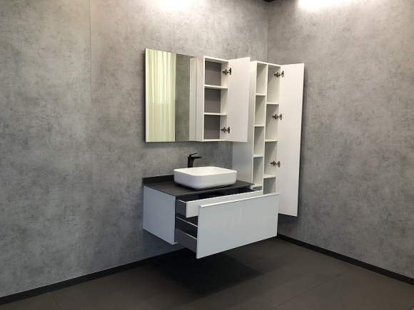 Зеркало со шкафом Comforty Милан 90 00004137130 Белый глянец Зеркало со шкафом Comforty Милан 90 00004137130 Белый глянец