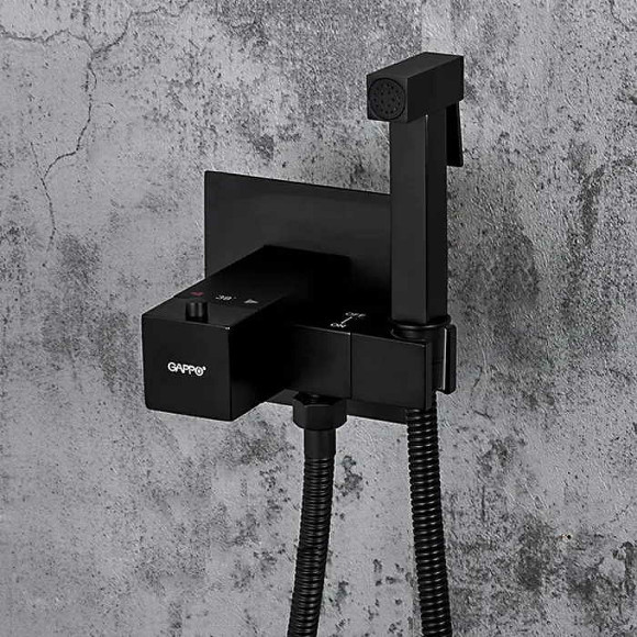 Гигиенический душ со смесителем Gappo G7207-60 с термостатом Черный матовый