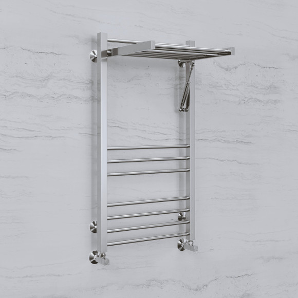 Водяной полотенцесушитель Terminus Валенсия П12 500х800 4670078529473 с полкой Хром, нижнее подключение, G 1/2" ВР, с угловым соединением Водяной полотенцесушитель Terminus Валенсия П12 500х800 4670078529473 с полкой Хром, нижнее подключение, G 1/2" ВР, с угловым соединением