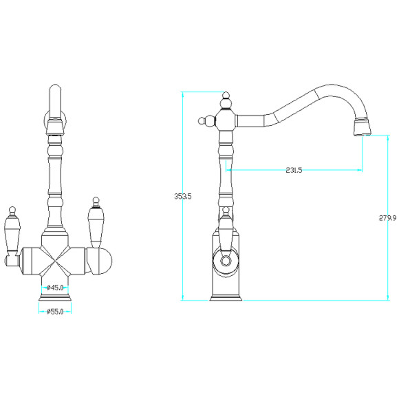Смеситель для кухни Boheme Tradizionale Chromo 113-BSW Хром