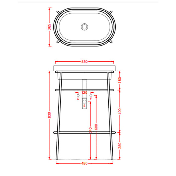 Консоль под раковину Artceram Fuori 60 ACA055 17 Черная матовая