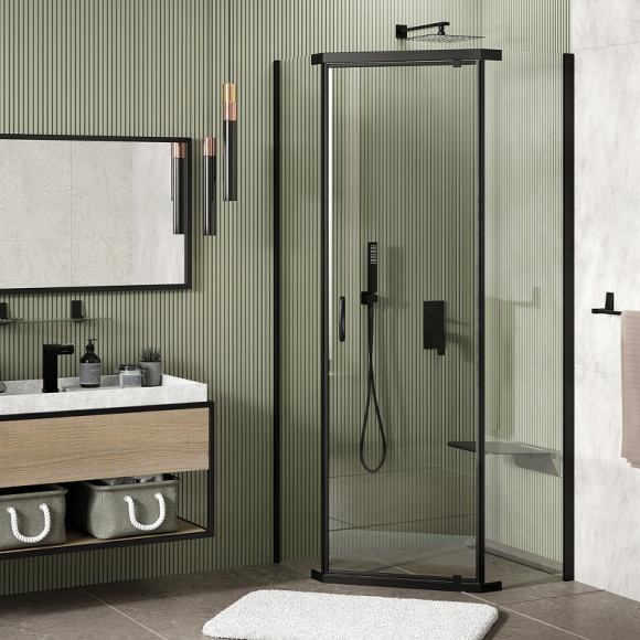 Душевой уголок WasserKRAFT Wiese 90x90 84P11 профиль Черный матовый стекло прозрачное Душевой уголок WasserKRAFT Wiese 90x90 84P11 профиль Черный матовый стекло прозрачное